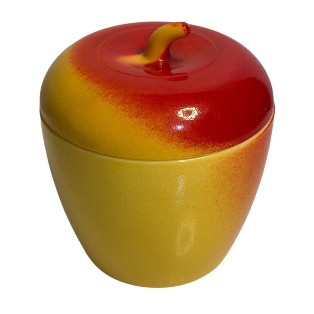 VTG Hazel Atlas Milk Glass Apple Jelly Jars Red Yellow Ombre Finish Home Decor